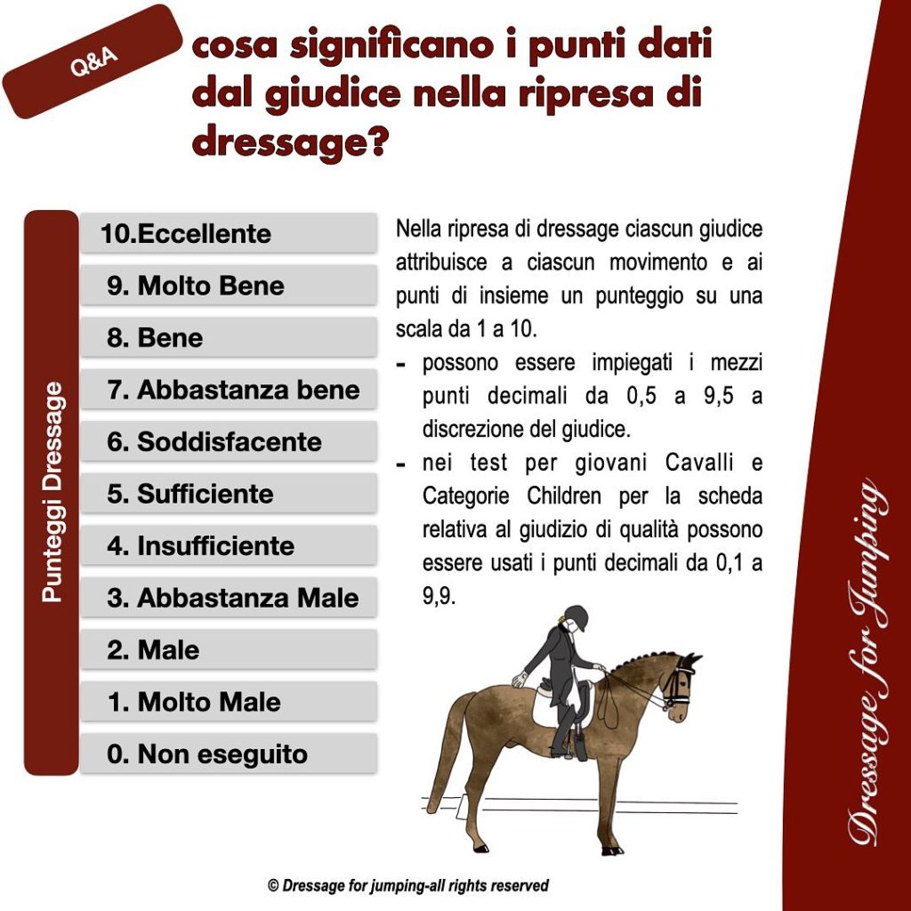 Cosa significano i punti dati dal giudice nella ripresa di dressage?